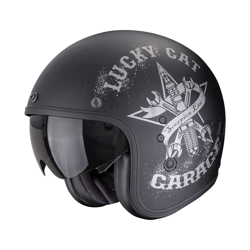 [78-541-159-02] Casco Scorpion Belfast Evo Hangar Negro Mate-Plata (XS)