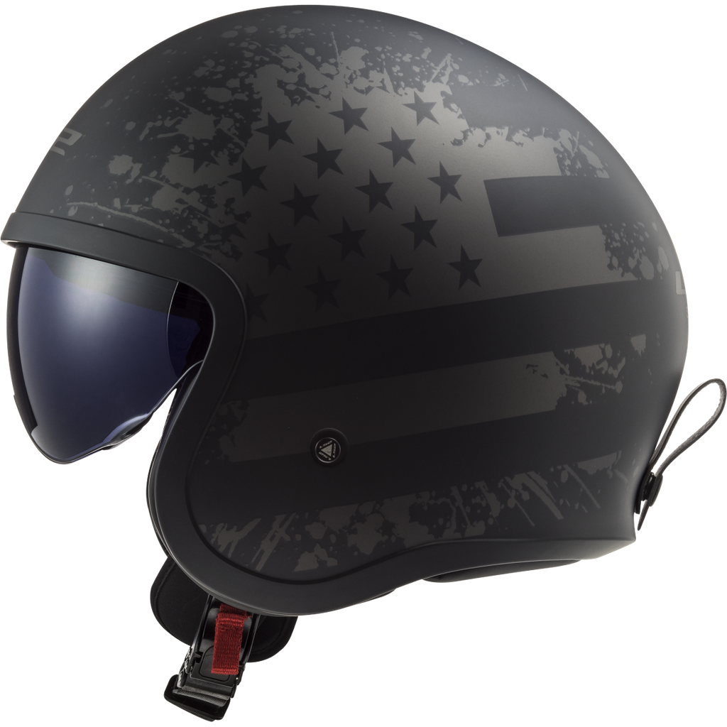 [365992611XS] LS2 OF599 SPITFIRE II FLAG-06 Mate Negro (XS)