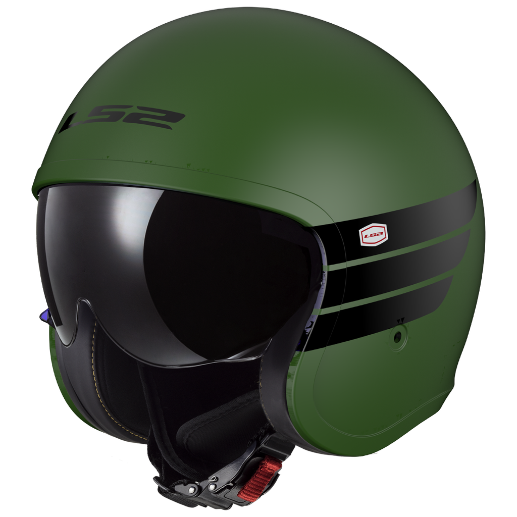 [365992162XS] Casco Moto Jet LS2 OF599 Spitfire II Retro Mate Military Verde (XS)