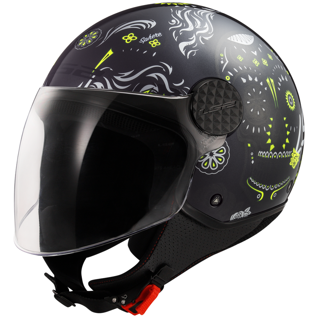 Casco Moto Jet LS2 OF558 Sphere Lux II Maxca Negro Amarillo