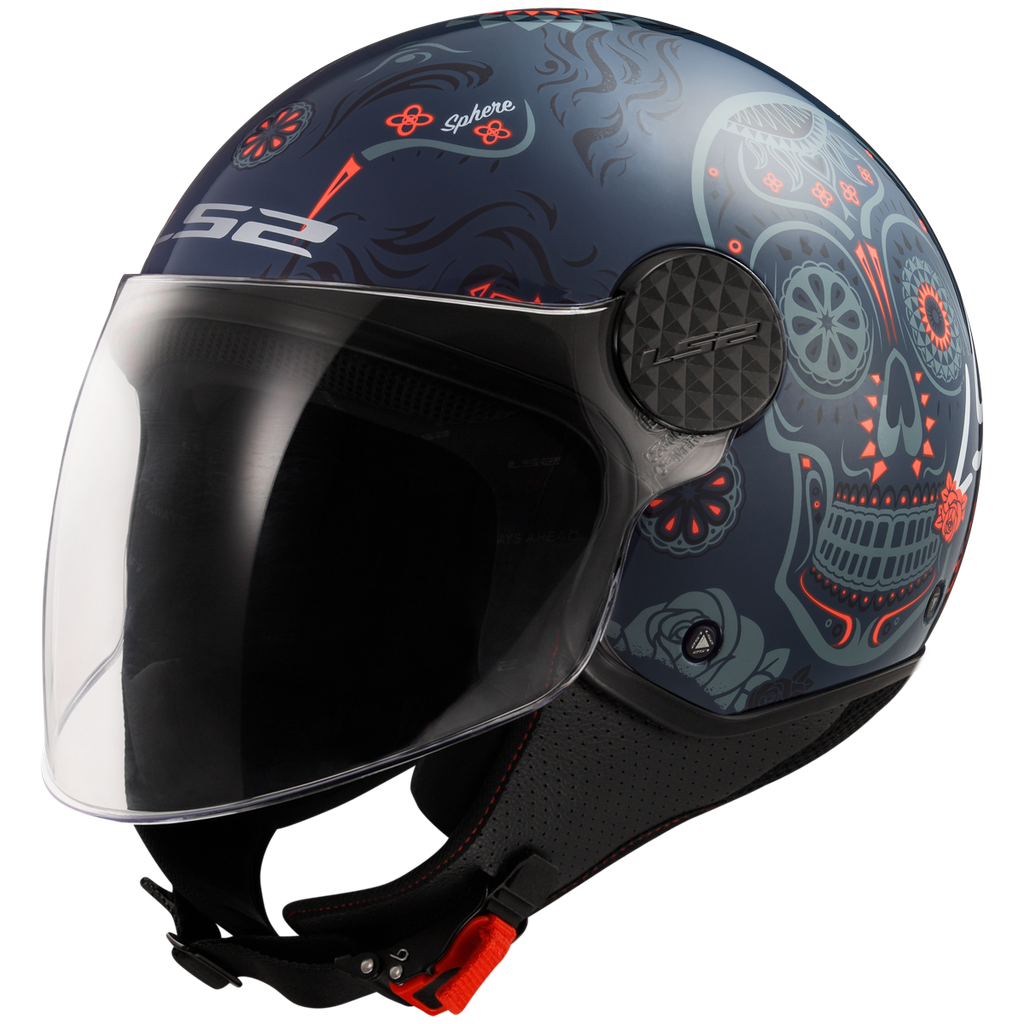 [365587324XS] Casco Moto Jet LS2 OF558 Sphere Lux II Maxca Cobalt Naranja (XS)