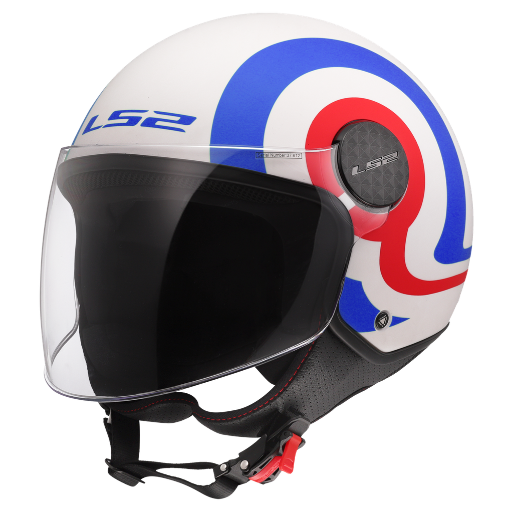 [365586225XS] Casco Moto Jet LS2 OF558 Sphere Lux II Urby Blanco Azul Rojo (XS)