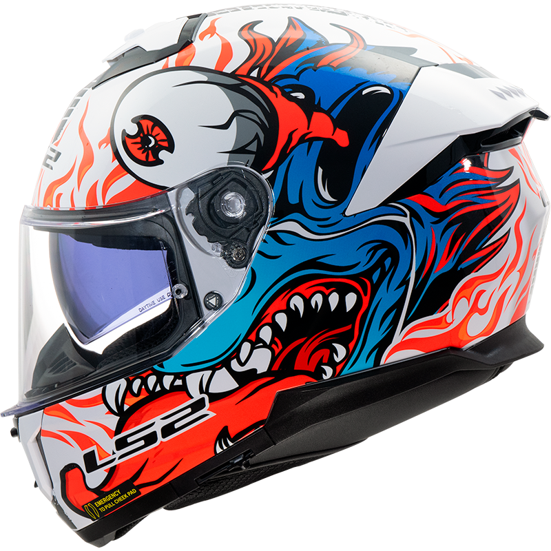Casco Moto Integral LS2 FF808 Stream II Inferno Blanco Azul