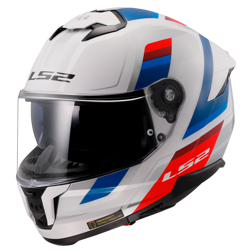 [168082413XS] Casco Moto Integral LS2 FF808 Stream II Vintage Blanco Azul Rojo (XS)