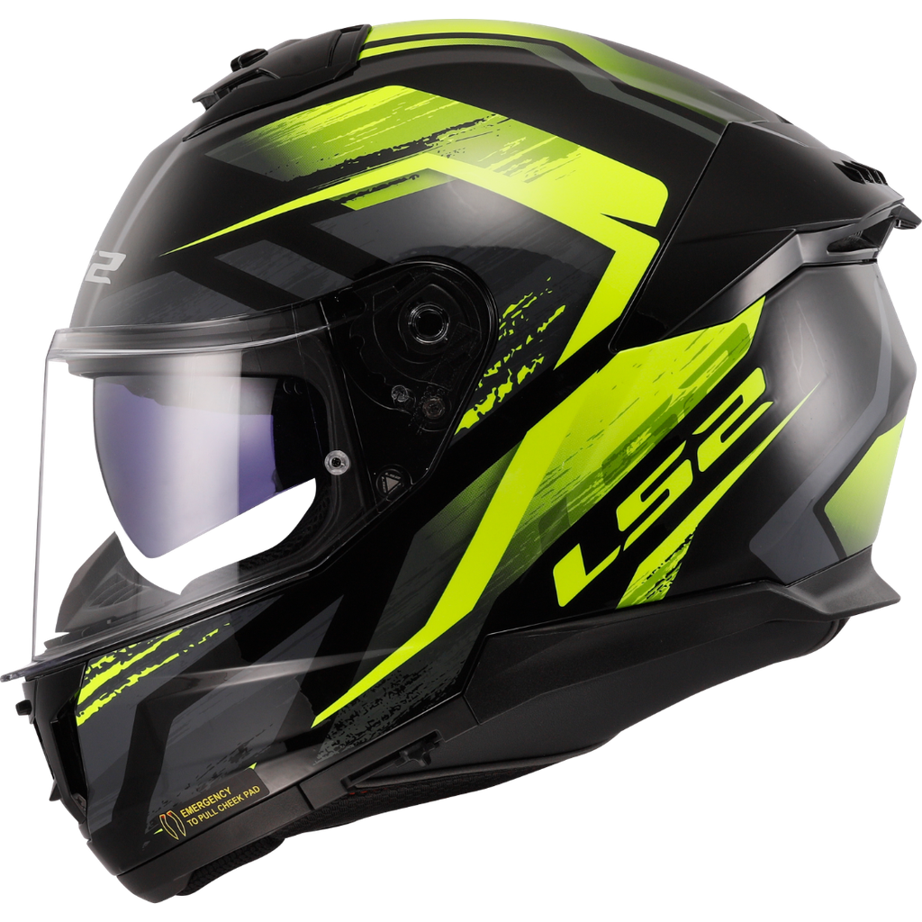 [168082154XS] LS2 FF808 STREAM II FURY H-V YELLOW-06 Negro (XS)
