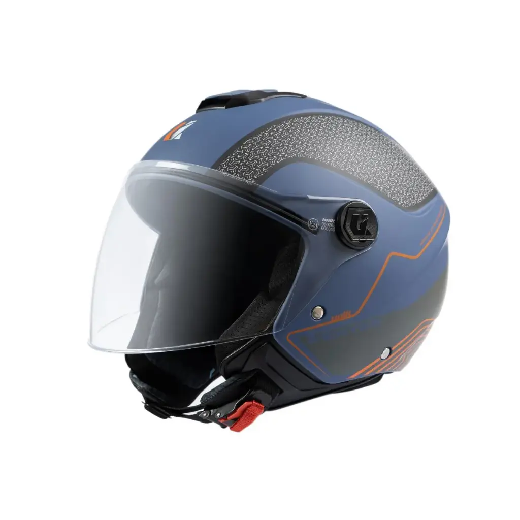 Casco Jet Unik Vertex Proton azul y naranja (XS)