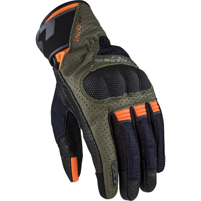 LS2 AIR RAPTOR MAN GLOVES GREEN BLUE H-V ORANGE