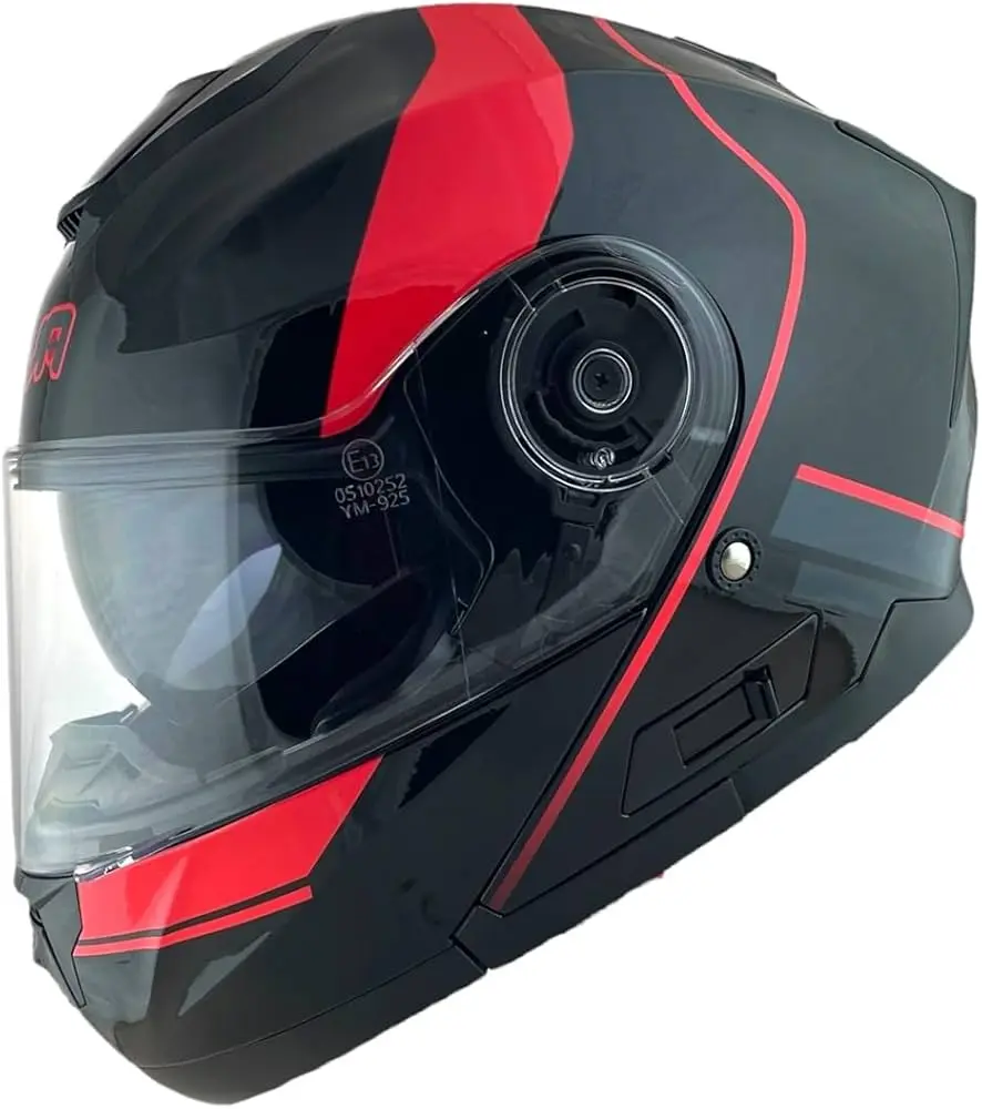 Casco Modular Nava Boxer Negro brillo y rojo