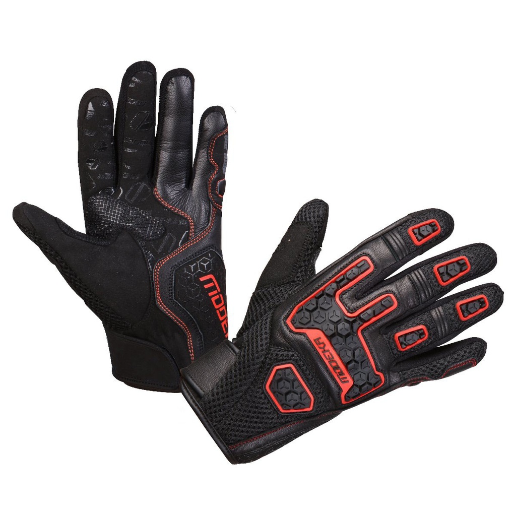 [074370 401 7] Modeka Guantes Dracon Negro/Rojo (7)
