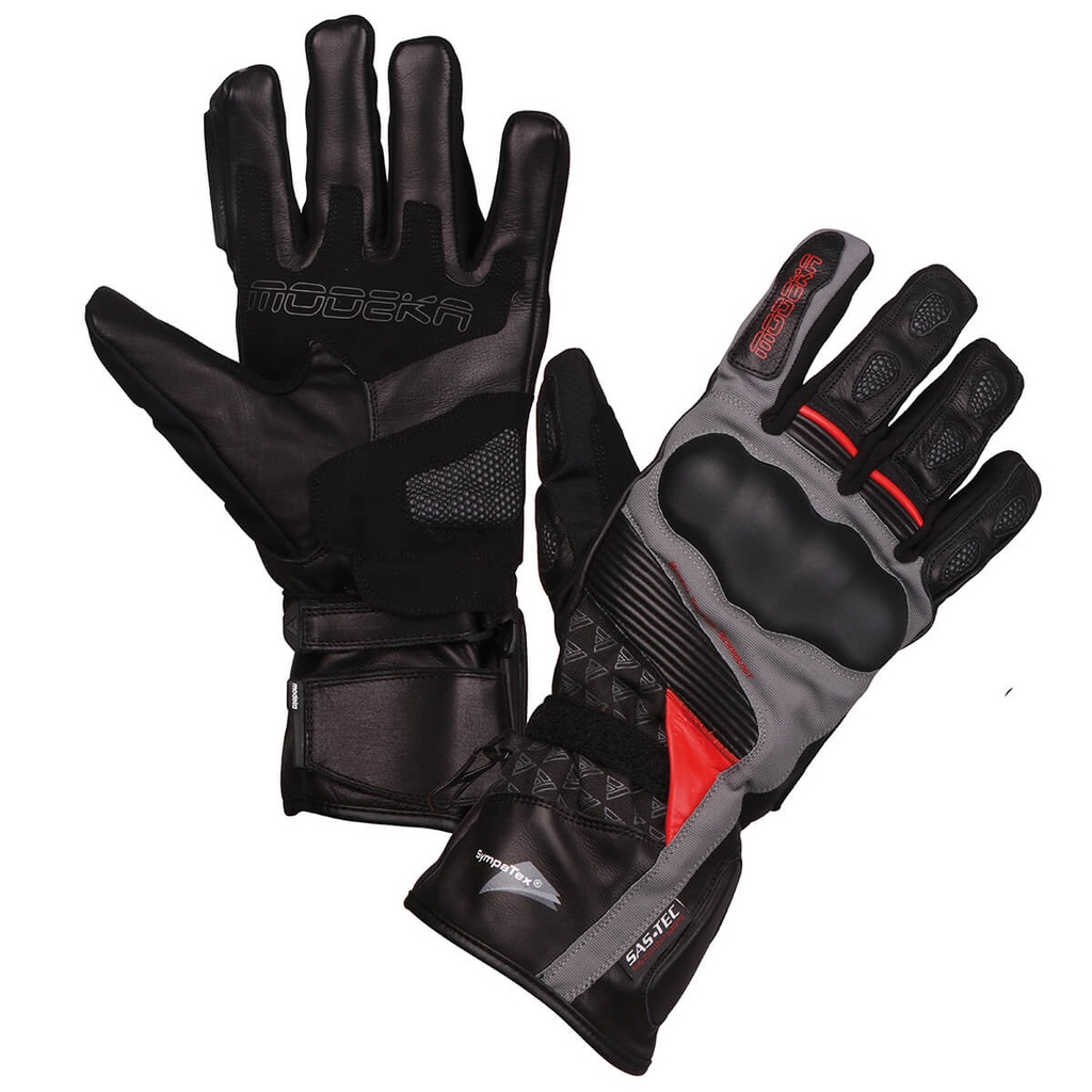 [074250 401 7] Modeka Guantes Panamericana Negro/Rojo (7)