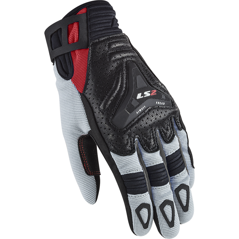 LS2 ALL TERRAIN LADY GLOVES BLACK GREY RED
