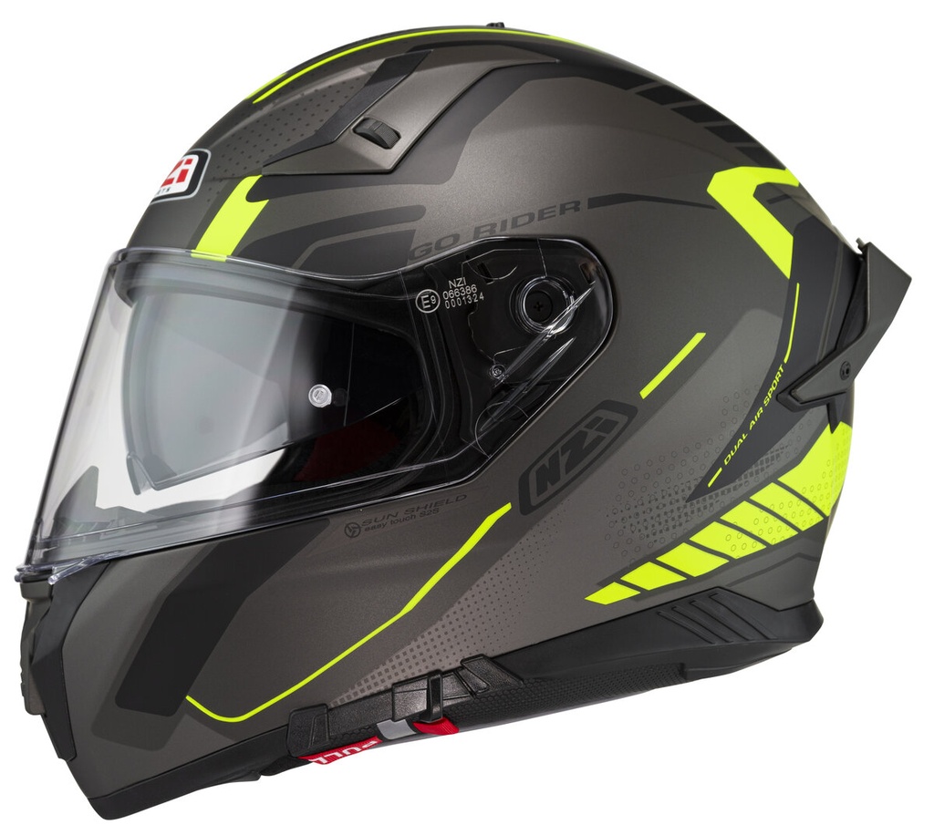 Casco Integral NZI Go Rider Stream Duo Motion Antracita y Negro y Amarillo Mate