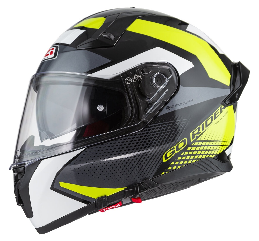 [150336A414 XS] Casco Integral NZI Go Rider Stream Duo Quadri Negro y Gris y Amarillo (XS)