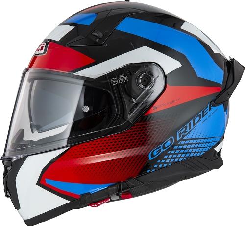 Casco Integral NZI Go Rider Stream Duo Quadri Negro y Rojo y Azul