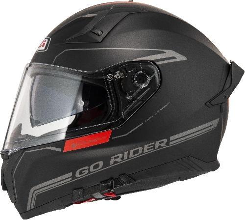 [150337A422 XS] Casco Integral NZI Go Rider Stream Duo Solid Nouveau Negro y Rojo Mate (XS)