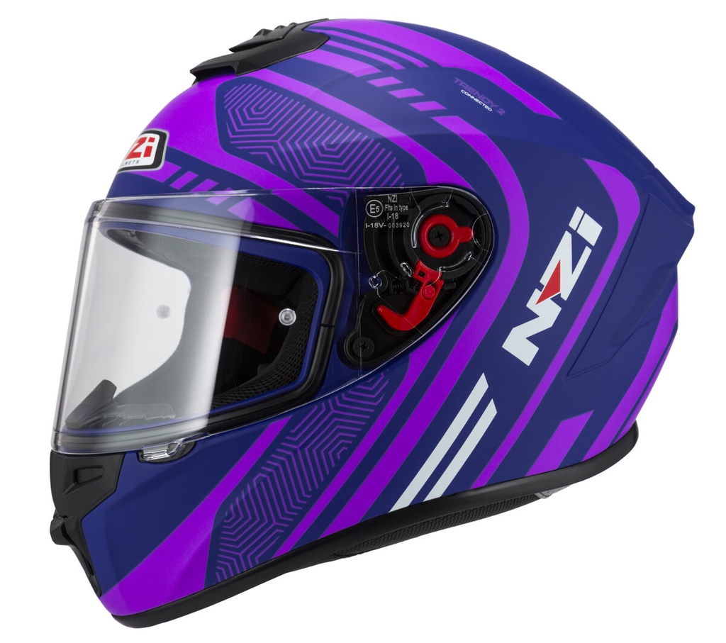 Casco Integral NZI Trendy 2 Connected Dark Azul y Rosa Mate