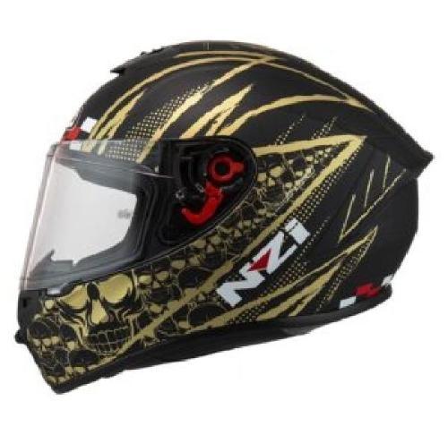 Casco Integral NZI Trendy 2 Flag Negro y Dorado Mate
