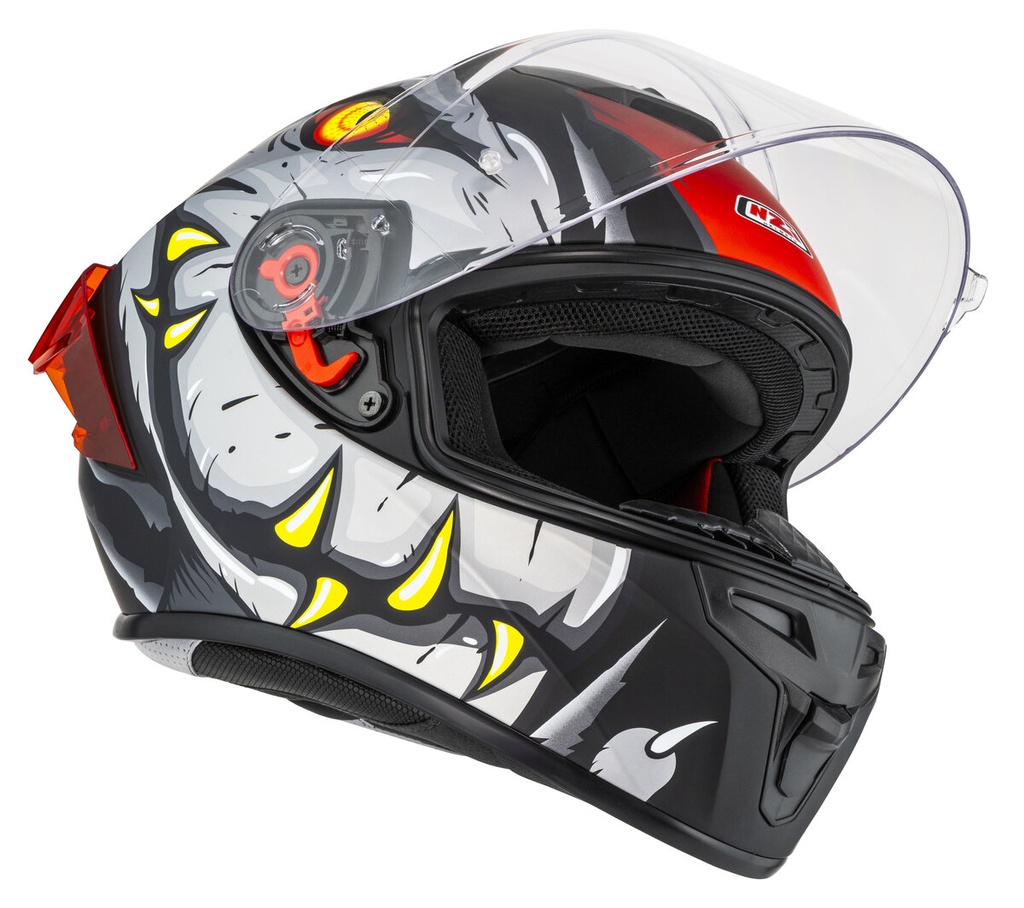 Casco Integral NZI Trendy 3 Stream Raptor Negro y Gris y Rojo S Mate Visor Transparente Y Tintado