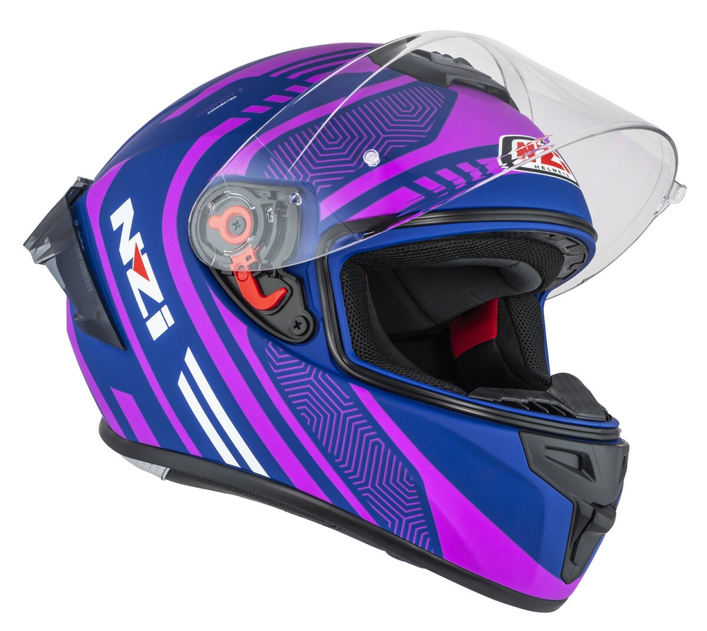 Casco Integral NZI Trendy 3 Stream Connected Dark Azul y Rosa Mate