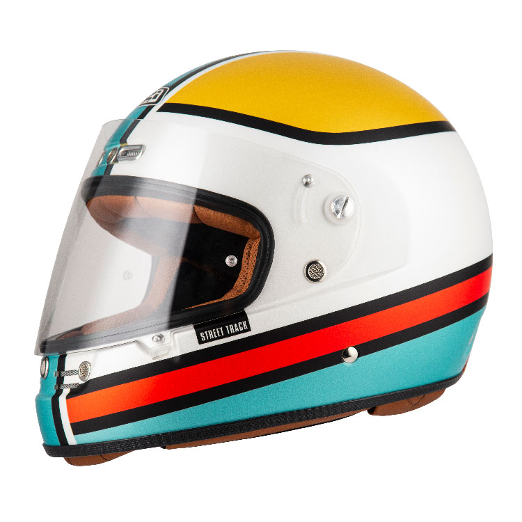 Casco Integral NZI Street Track 4 Outline Blanco y Azul Mate