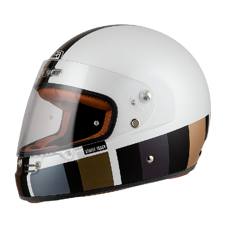 Casco Integral NZI Street Track 4 Harmony Blanco y Dorado Mate