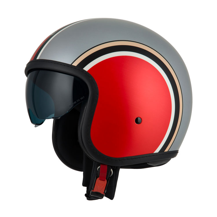 [050406AS26 XS] Casco Jet NZI Rolling 4 Sun Diana Rojo platinum Mate (XS)