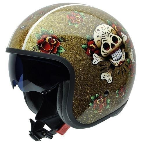 Casco Jet NZI Rolling 4 Sun Skull N´roses