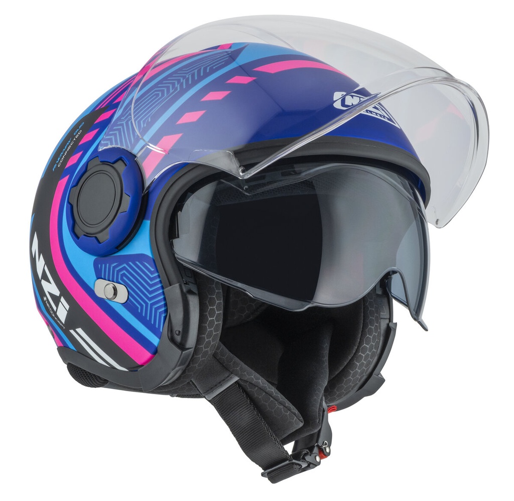 [150323A935 XS] Casco Jet NZI Ringway 2 Duo Connected Azul Rosa Azul Mate (XS)