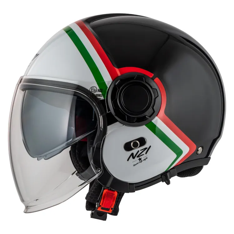 Casco Jet NZI Ringway 2 Duo Skyline Negro Blanco Italy