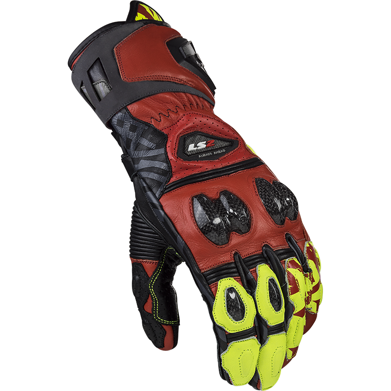 Guantes LS2 Feng Racing Gloves Red H-V Yellow