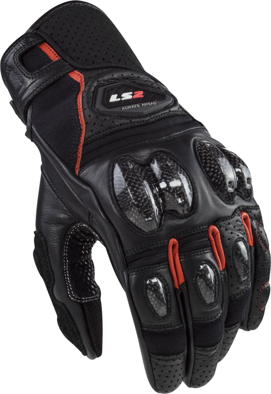 Guantes LS2 Spark 2 Leather Man Gloves Black Red