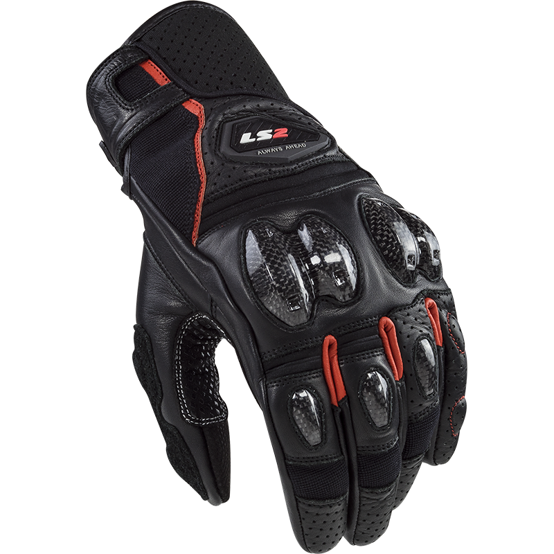 [70061F0132S] Guantes Moto LS2 Spark 2 Leather Hombre Negro Rojo (S)