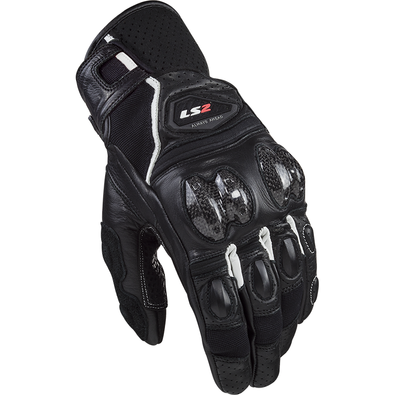 [70061F0102S] LS2 SPARK 2 LEATHER MAN GLOVES BLACK WHITE (S)