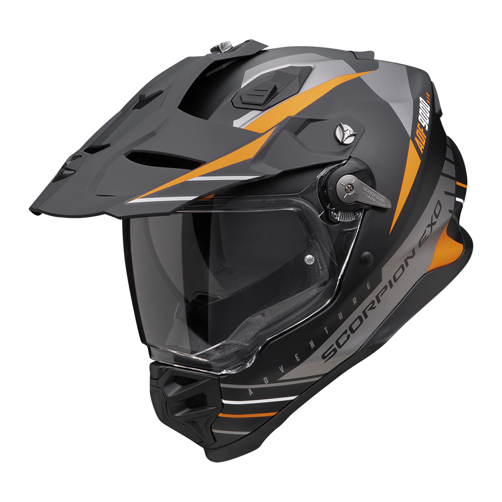 Casco Scorpion Adventure Adf-9000 Air Feat Negro Mate-Plata-Naranja