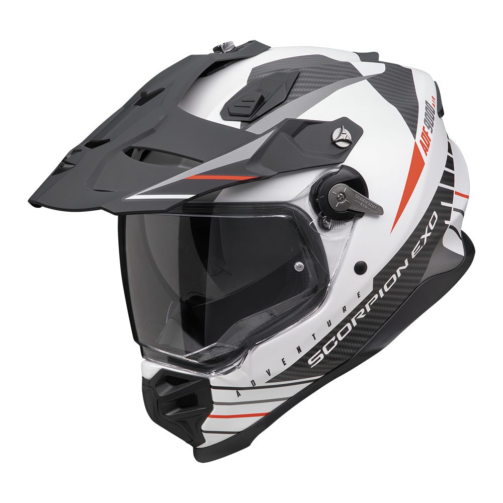Casco Scorpion Adventure Adf-9000 Air Feat Blanco Mate-Negro-Rojo