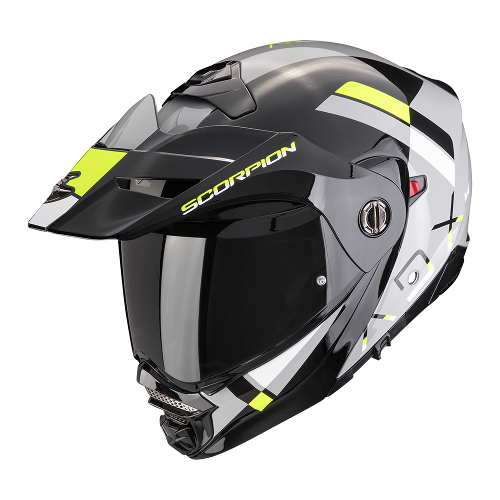 Casco Scorpion Adventure Adx-2 Galane Gris-Negro-Amarillo Neón