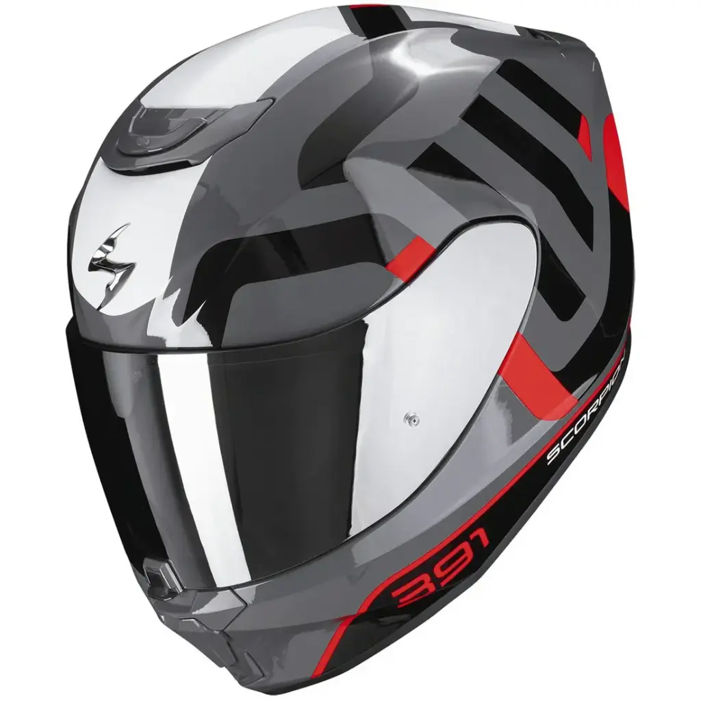 Casco Scorpion Integral Exo-391 Arok Gris-Rojo-Negro