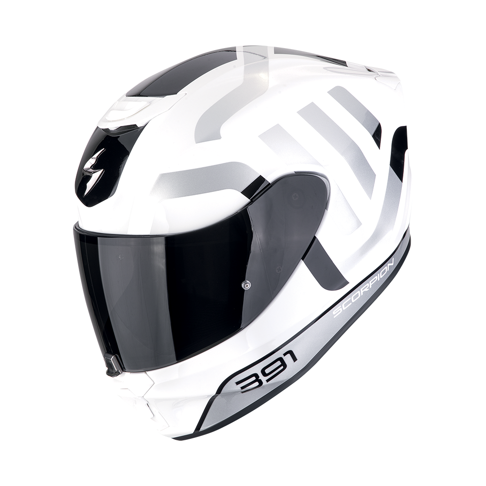 Casco Scorpion Integral Exo-391 Arok Blanco-Negro-Plata