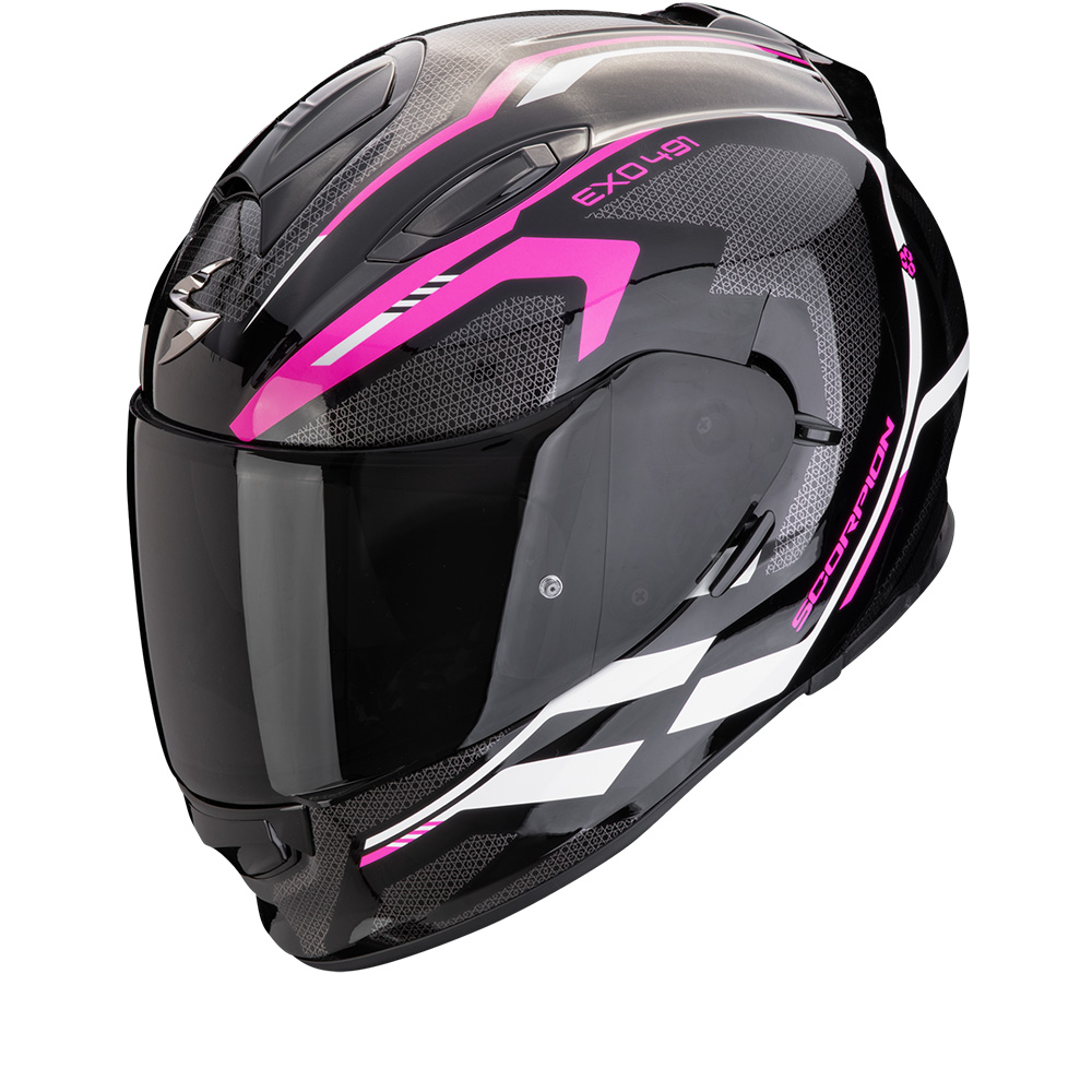 Casco Scorpion Integral Exo-491 Kripta Negro-Rosa-Blanco