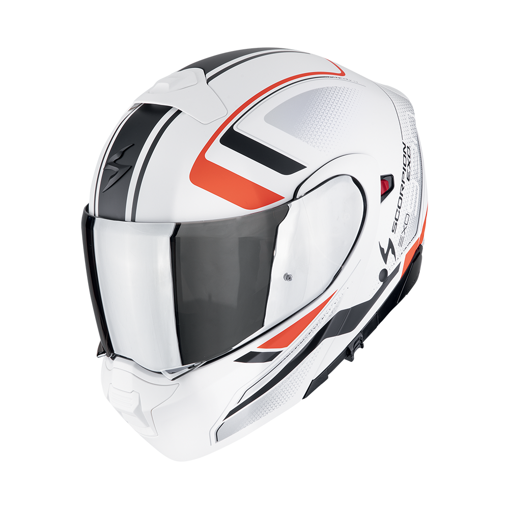 Casco Scorpion Modular Exo-930 Evo Ardens Blanco Mate-Negro-Rojo