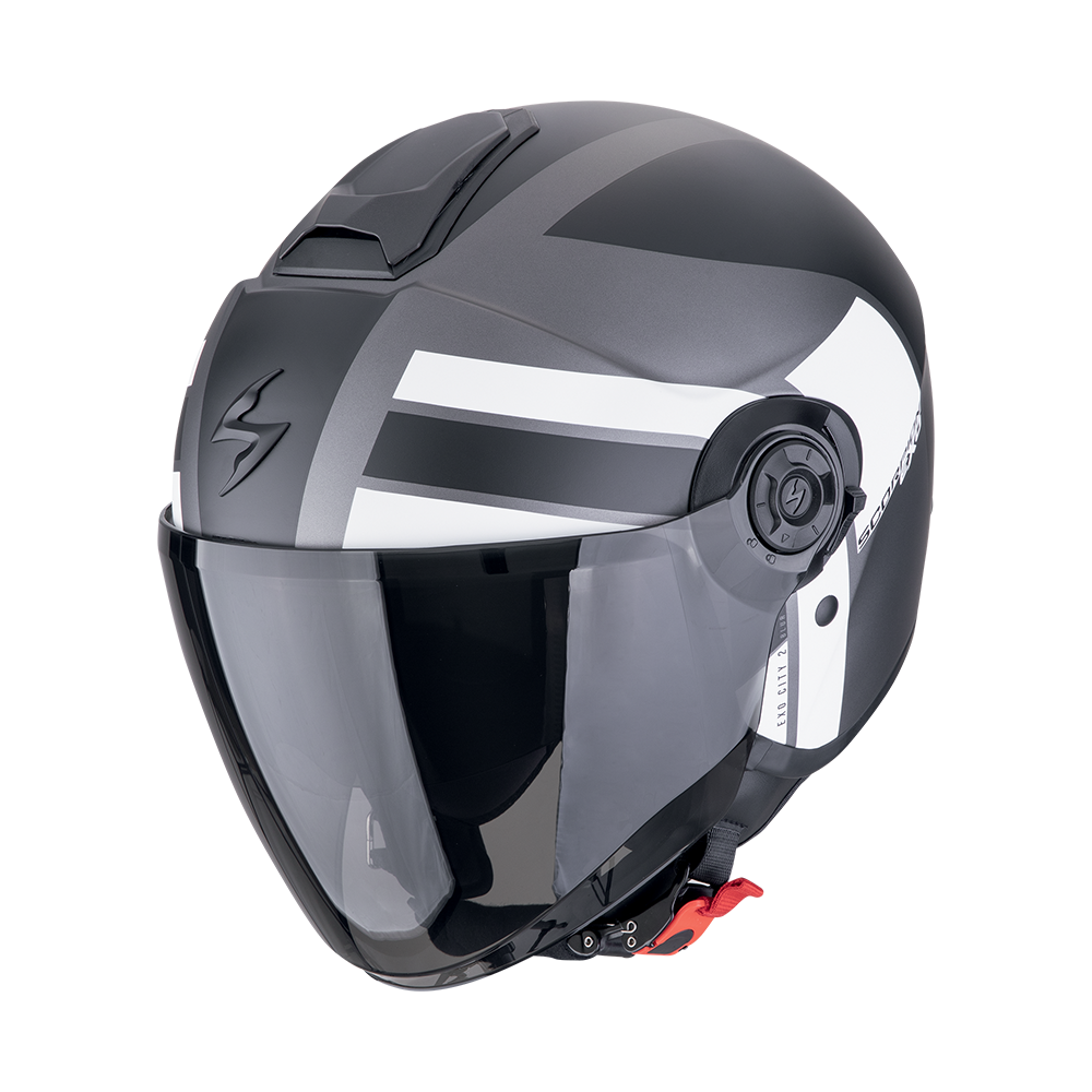 Casco Scorpion Jet Exo-City Ii Blur Plata Mate-Negro-Blanco