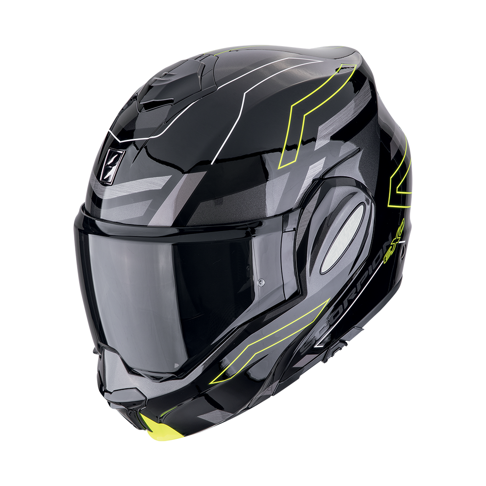 Casco Scorpion Modular Exo-Tech Evo Conquer Negro-Amarillo neón