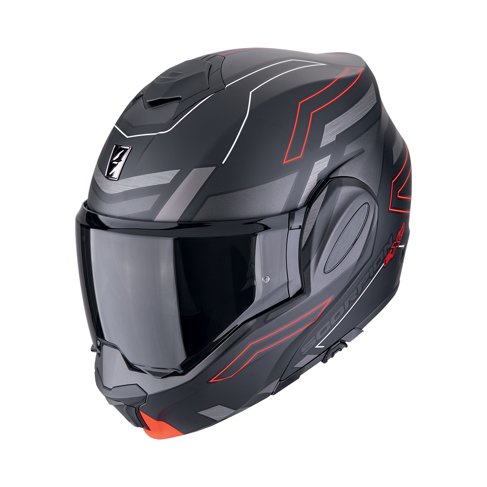 Casco Scorpion Modular Exo-Tech Evo Conquer Negro Mate-Rojo