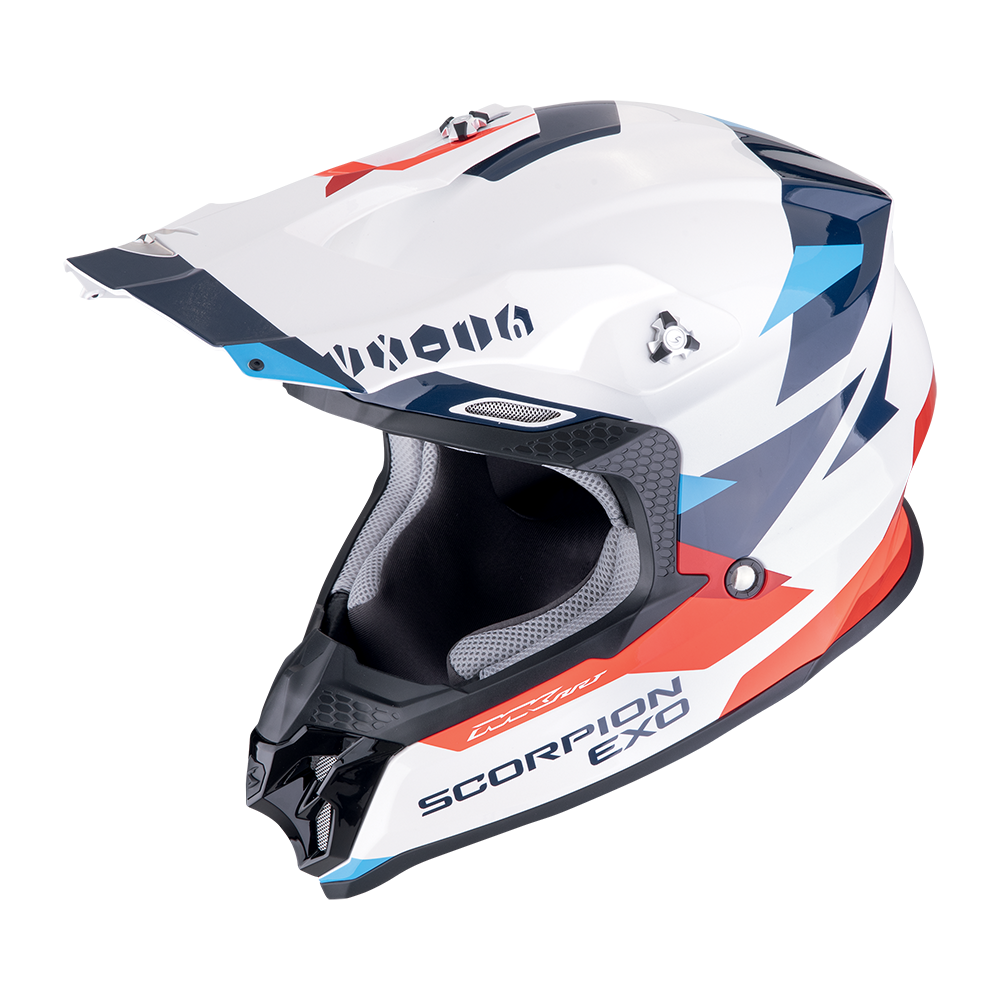 Casco Scorpion Off Road Vx-16 Evo Air Rod Blanco-Rojo-Azul