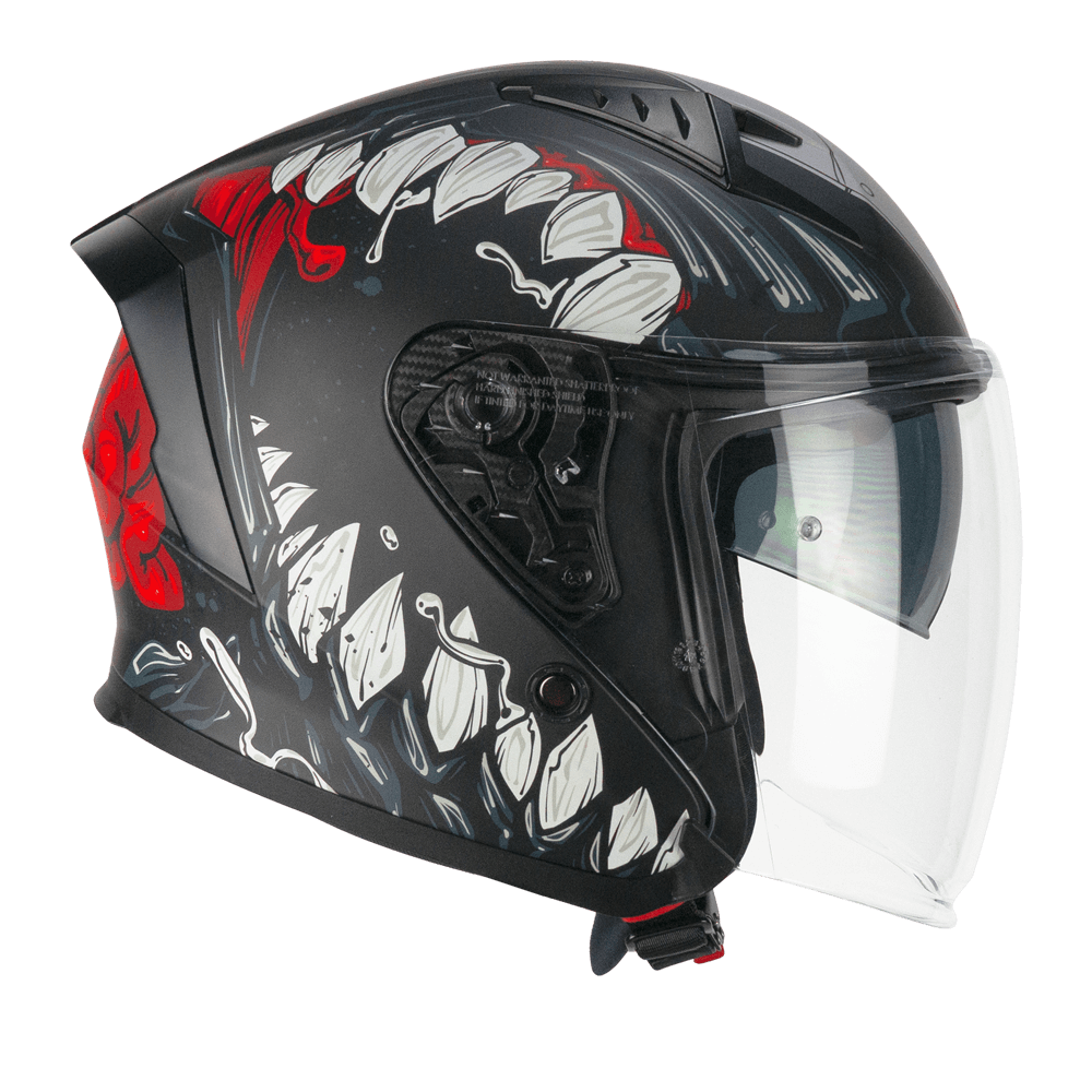 Casco jet CGM 127X DEEP FREAKER Negro Rojo mate