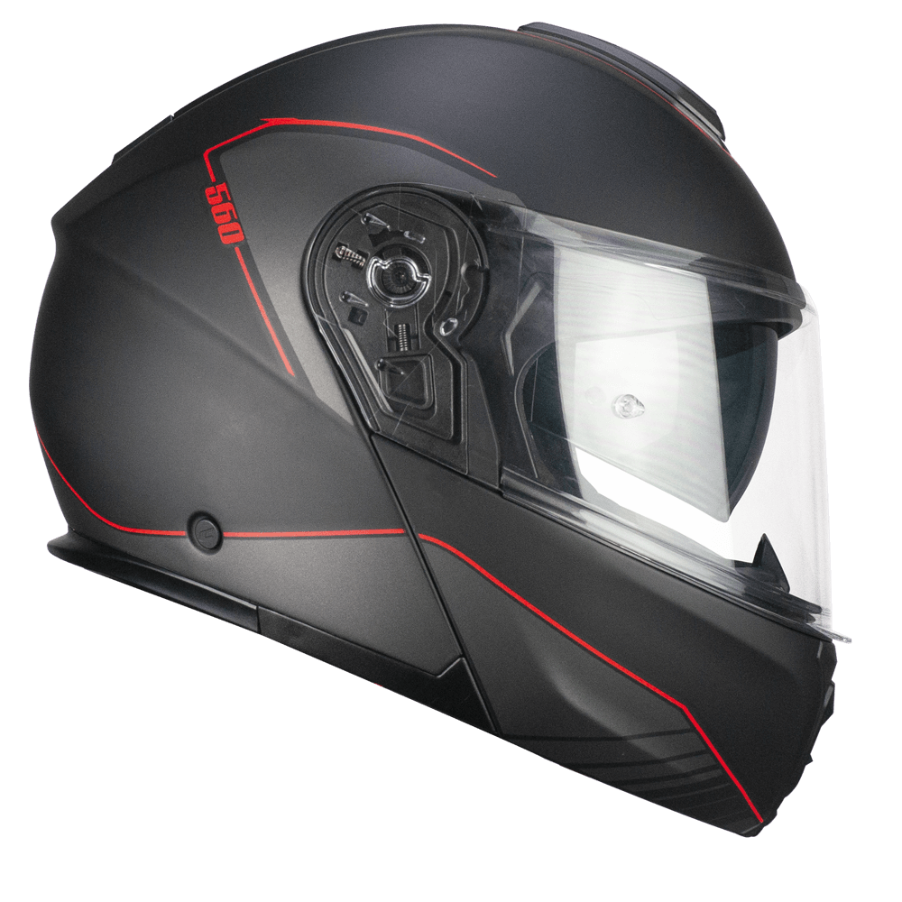 Casco modular CGM 560G MAD RIDE Negro Rojo mate