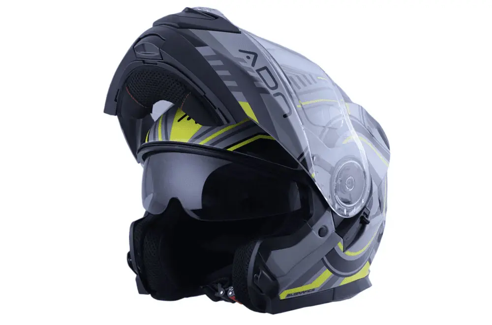 Casco modular ADN Audace Pulsar gris y fluor