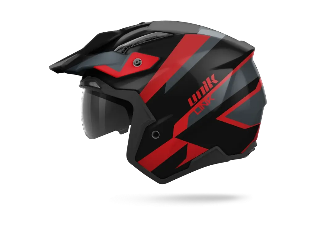 Casco Trial Unik Link DV Blueza negro mate/ rojo (XS)