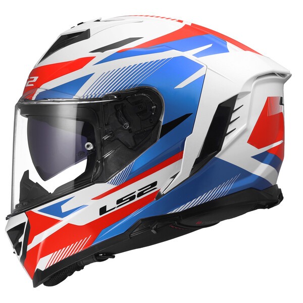 Casco Moto Integral LS2 FF818 Storm III Komai Blanco Azul Rojo