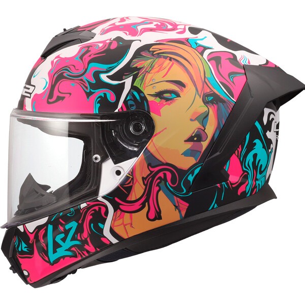 Casco Moto Integral LS2 FF820 Rapid III Cyberg Morado Cyan